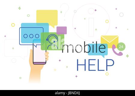 Mobile aide et assistance en ligne sur smartphone concept illustration Illustration de Vecteur