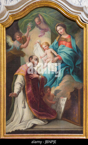 TURIN, ITALIE - 14 mars 2017 : la peinture de Madonna avec saint Ignace de Loyola fondateur des Jésuites à l'église Chiesa di San Francesco d Asissi Banque D'Images