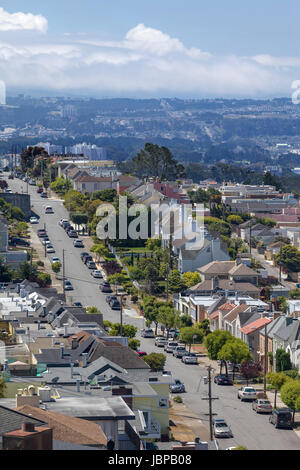 Il s'agit d'une image de San Francisco 14e Avenue à l'égard du Sud, Ingleside et portail ouest. Image a été prise sur le dessus de Grandview Park. Banque D'Images