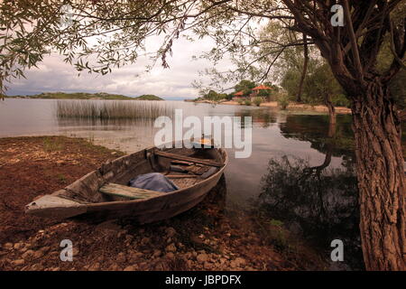 Die Landschaft mit dem Ufer des Voir Skadar Skadarsko Jezero oder bei Murici au Monténégro en Europa. Banque D'Images