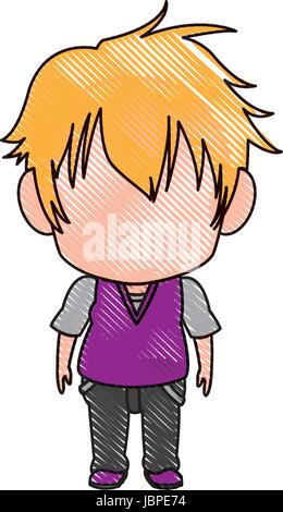 Cute little boy tv image couleur sans visage Illustration de Vecteur