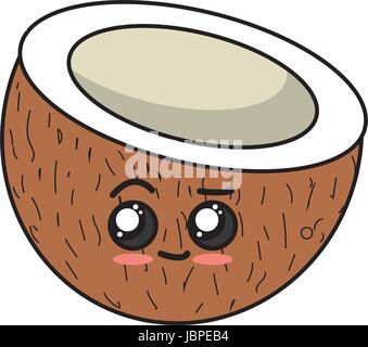 Kawaii cute tendres fruits noix de coco silice Illustration de Vecteur