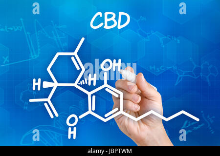 Part zeichnet chemische Strukturformel von CBD Banque D'Images