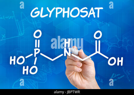 Part zeichnet chemische Strukturformel von Glyphosat Banque D'Images