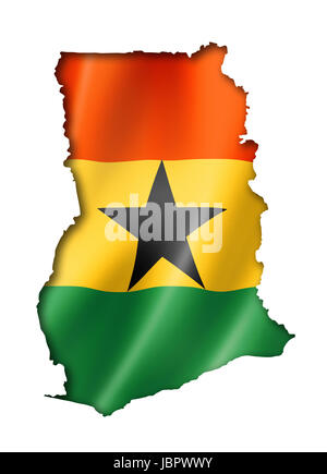 Ghana Carte Drapeau, trois dimensions, render, isolated on white Banque D'Images