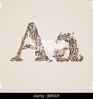 Décorées avec élégance une lettre en majuscules et minuscules. Banque D'Images