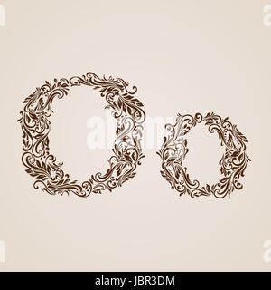 Décorée avec élégance dans la lettre O majuscule et minuscule. Banque D'Images