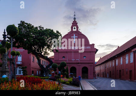 Christ Church (Gereja Christ), une église anglicane du 18ème siècle construit dans Dutch Square, Melaka, Malaisie. Banque D'Images