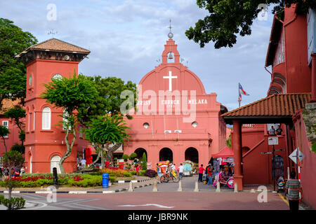 Christ Church (Gereja Christ), une église anglicane du 18ème siècle construit dans Dutch Square, Melaka, Malaisie. Banque D'Images