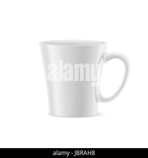 Tasse blanche avec fond conique rester sur fond blanc Banque D'Images