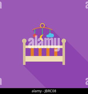 L'icône de lit bébé. Télévision avec l'icône des vecteur long shadow pour applications web et mobiles. Il peut être utilisé comme logo -, le pictogramme, icône, infographie eleme Illustration de Vecteur