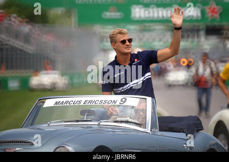 Montréal,Canada,11 juin,2017. Pilote de Formule 1 Marcus Ericsson dans la parade des pilotes au Grand Prix de Montréal 2017 .Crédit : Mario Beauregard/Alamy Live New Banque D'Images