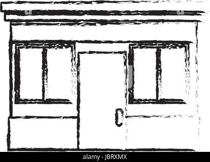Façade porte magasin croquis image windows Illustration de Vecteur
