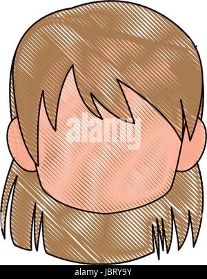 Anime chibi girl avatar par défaut contour vector illustration Illustration de Vecteur