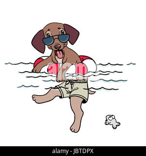 Temps de chien chiot, animal, vecteur , illustration Banque D'Images
