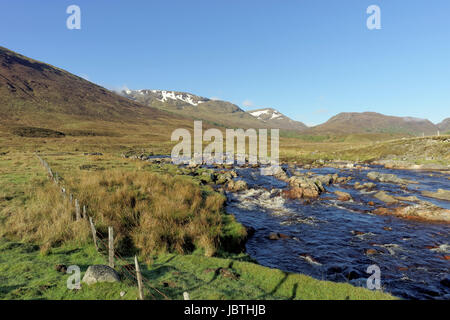 Creag Liath, Creag Chathalain et Spey river à l'ouest de Grava bridge, en Écosse au printemps Banque D'Images