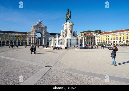 L'Europe, Portugal, Lisbonne, Praca e Comercio, monument king Jose Je, , Europa, Lissabon, Praca do Comercio, Denkmal Koenig Jose I. Banque D'Images