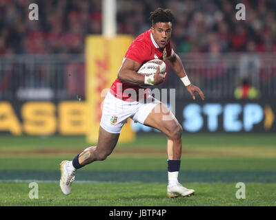 Les Lions britanniques et irlandais Anthony Watson durant la visite à l'AMI Stadium match, Christchurch. Banque D'Images