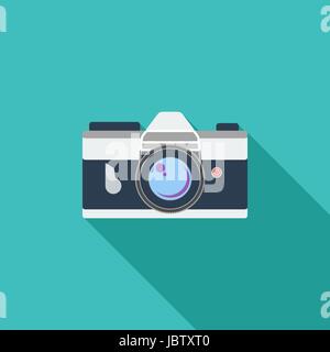 L'icône Appareil photo vintage. Télévision avec l'icône des vecteur long shadow pour applications web et mobiles. Il peut être utilisé comme logo -, le pictogramme, l'icône, l'infographie Illustration de Vecteur