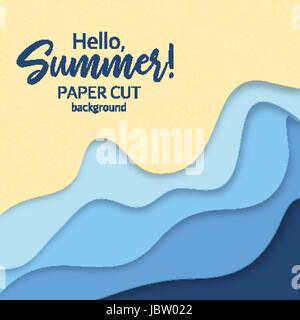 Cartoon art papier résumé des ondes dans la mode style réaliste de l'artisanat. Modèle de conception de l'origami moderne. Concept d'inspiration ou d'idées pour vos projets. Vector illustration. Illustration de Vecteur