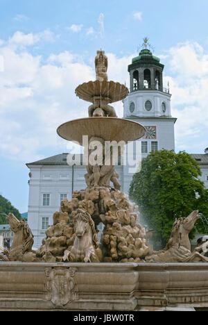 Residence La Fontaine, la plus belle fontaine dans la ville de Salzbourg, Autriche Banque D'Images