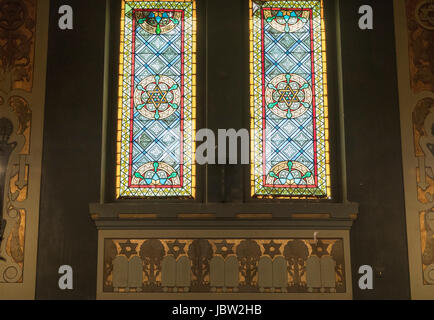 Vitraux, La Porte du Ciel, synagogue Adly Street, Le Caire, Egypte Banque D'Images