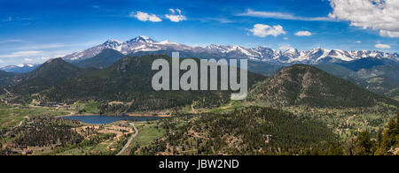 Vue panoramique des montagnes Rocheuses de Prospect Mountain, Estes Park, Colorado, USA Banque D'Images