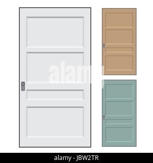 Ensemble de portes de couleur moderne isolé sur blanc. Fermé les portes isolées, élégante décoration- Vector Illustration . Illustration de Vecteur