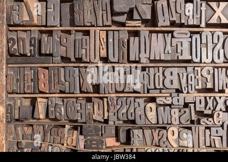 Collection de différents type de bois pour l'impression des lettres Banque D'Images