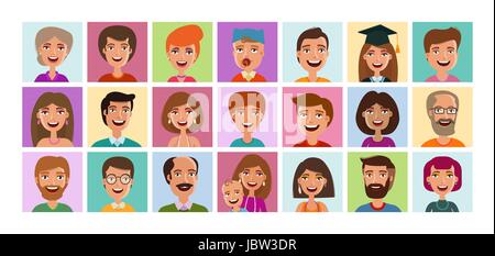 Les gens ensemble d'icônes. Avatar profil, la personne, le visage humain symbole, signe ou logo. Cartoon vector illustration Illustration de Vecteur