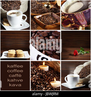 Collage des grains de café dans des tasses différentes Banque D'Images