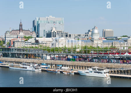 Montréal, Canada - 12 juin 2017 : Vieux Port de Montréal en été de Quai King Edward Belvedere Banque D'Images