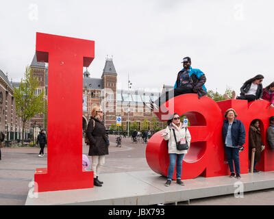 Je suis à Amsterdam Rijksmuseum, Amsterdam, Hollande du Nord, Pays-Bas Banque D'Images