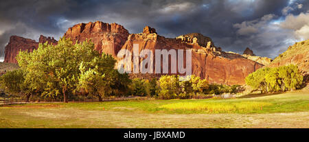 Fruita, l'ancien Mormon, l'établissement Capitol Reef National Park, Utah, USA Banque D'Images