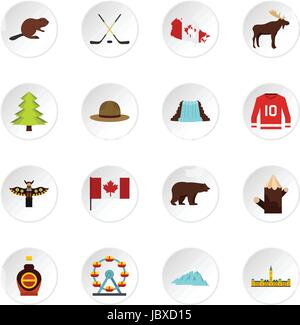 Canada travel icons set dans un style plat Illustration de Vecteur