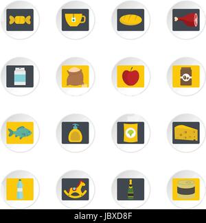 Shop aliments navigation icons set dans un style plat Illustration de Vecteur