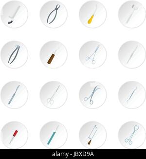 Outils chirurgiens icons set dans un style plat Illustration de Vecteur