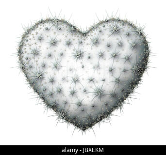 Illustration numérique d'un cactus en forme de coeur. Banque D'Images