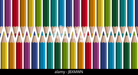 Crayons de couleur de la rangée - en toute transparence Banque D'Images