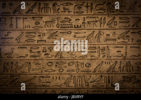 Hiéroglyphe égyptien sur le calcaire, 1500-1200 av. Banque D'Images