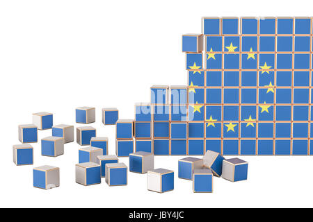 Drapeau de l'Union européenne à partir de cubes, 3D Rendering Banque D'Images