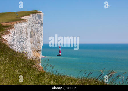 Une vue de la craie Beachy Head pointe dans l'East Sussex, Royaume-Uni. Banque D'Images