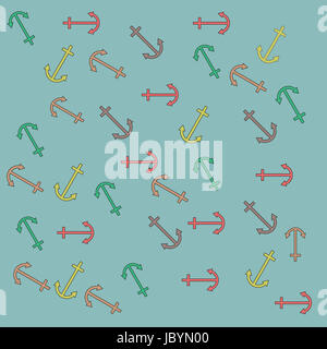 Illustration de la conception abstraite de l'ancre de diverses couleurs sur fond uni Banque D'Images