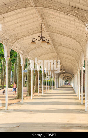 La France, l'Allier (03), Vichy, passage couvert du Parc des sources depuis le hall des sources à l'ancien Grand Casino // France, Allier, Vichy, couverts Banque D'Images