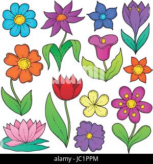 Dessins de fleurs ensemble thématique 2 - eps10 vector illustration. Illustration de Vecteur