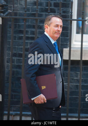 Londres, Royaume-Uni. 13 Juin, 2017. Secrétaire d'État chargé du Commerce international et président de la Chambre de commerce Liam Fox arrive à Downing Street . Les hôtes du Premier Ministre chef du DUP pour des discussions, qu'il cherche à négocier un accord pour la prise en charge d'un Unioniste gouvernement minoritaire conservateur. Theresa May a annoncé à la suite de l'élection générale de la semaine dernière qu'elle serait en cherchant à former un gouvernement aux côtés de la DUP après que le parti conservateur n'a pas réussi à gagner la majorité des sièges à la Chambre des communes. Crédit : Michael Tubi/Alamy Live News Banque D'Images