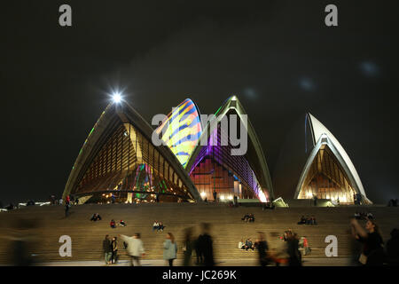 Sydney, Australie. 13 Juin, 2017. Vivid Sydney se tiendra du 26 mai au 17 juin. Sur la photo : l'Opéra de Sydney. Crédit : Richard Milnes/Alamy Live News Banque D'Images