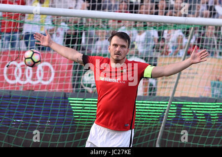 Brno, République tchèque. 13 Juin, 2017. Michal Uhlir de République tchèque célèbre un but pendant l'EURO 2017 EMF minifootball match entre la République Tchèque et Israël à Brno, République tchèque le 13 juin 2017. Photo : CTK Vaclav Salek/Photo/Alamy Live News Banque D'Images