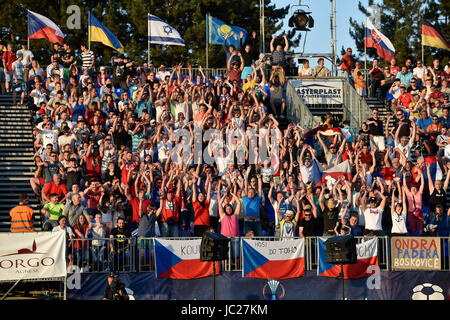 Brno, République tchèque. 13 Juin, 2017. République tchèque fans applaudir durant l'EURO 2017 EMF minifootball match entre la République Tchèque et Israël à Brno, République tchèque le 13 juin 2017. Photo : CTK Vaclav Salek/Photo/Alamy Live News Banque D'Images