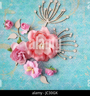 Carte de voeux scrapbooking fleurs détails. frame background Banque D'Images